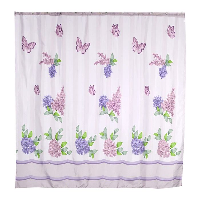 Штора для ванной комнаты тканевая 180x180 см Spring, кольца в комплекте