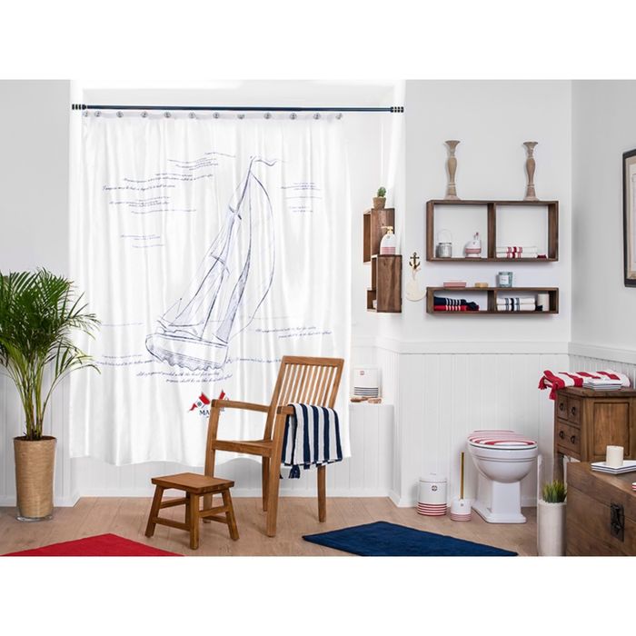 Штора из ткани для ванной комнаты 200х200 см Maritime blue