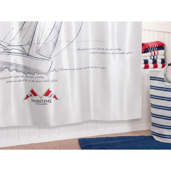 Штора из ткани для ванной комнаты 200х200 см Maritime blue