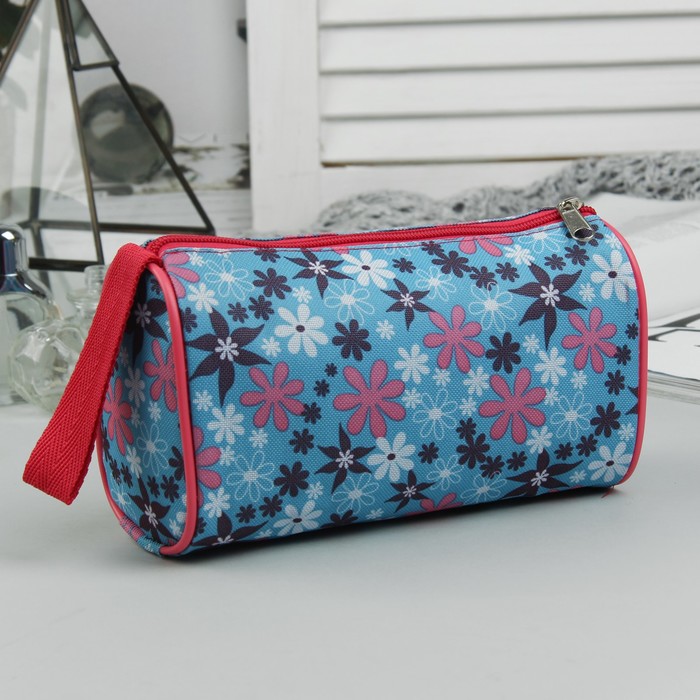 Косметичка простая на молнии "Сумка", 1 отдел, цвет голубой/розовый