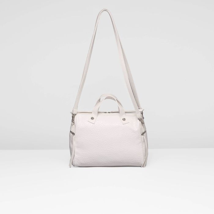 Сумка женская на молнии, 1 отдел, наружный карман, 2 длинных ремня, цвет белый