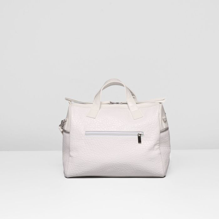 Сумка женская на молнии, 1 отдел, наружный карман, 2 длинных ремня, цвет белый