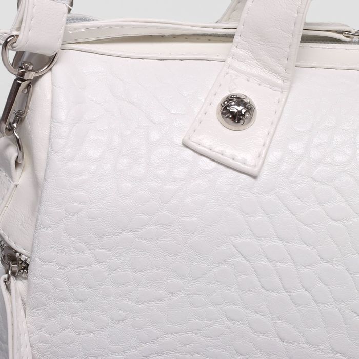 Сумка женская на молнии, 1 отдел, наружный карман, 2 длинных ремня, цвет белый