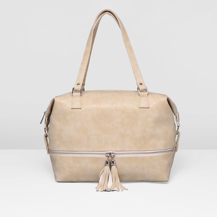 Сумка женская на молнии, 1 отдел, наружный карман, цвет бежевый