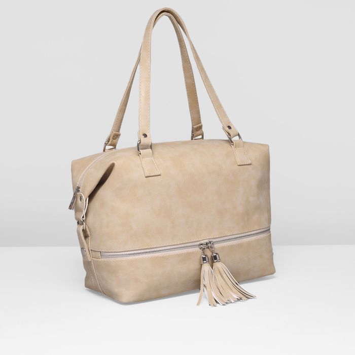 Сумка женская на молнии, 1 отдел, наружный карман, цвет бежевый