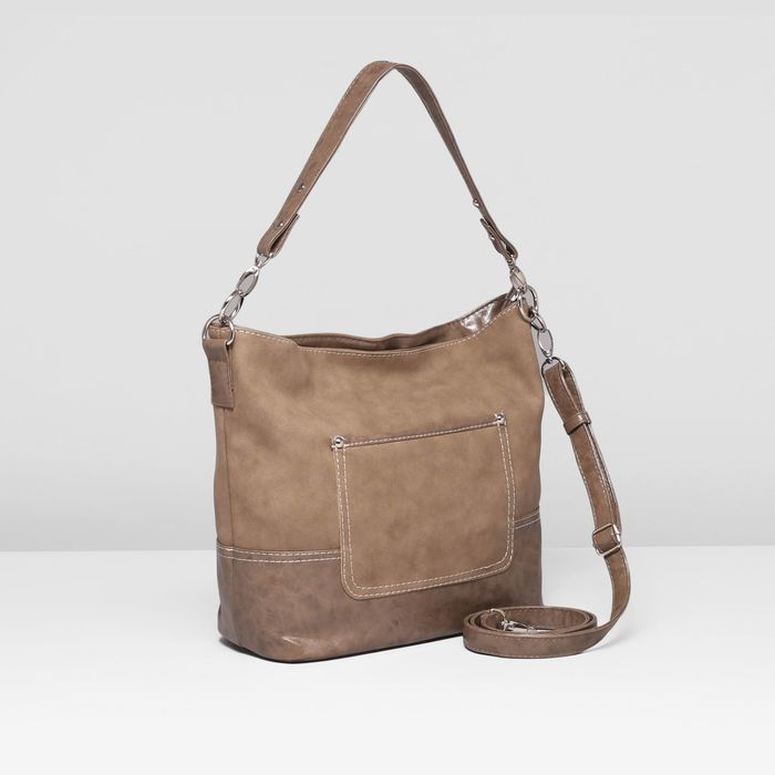 Сумка женская на молнии, 1 отдел, 2 наружных кармана, цвет бежевый