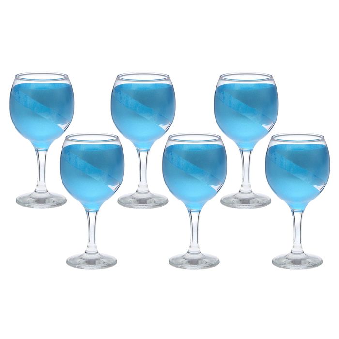 Набор фужеров для вина 290 мл "Бистро", цвет синий, художественная роспись