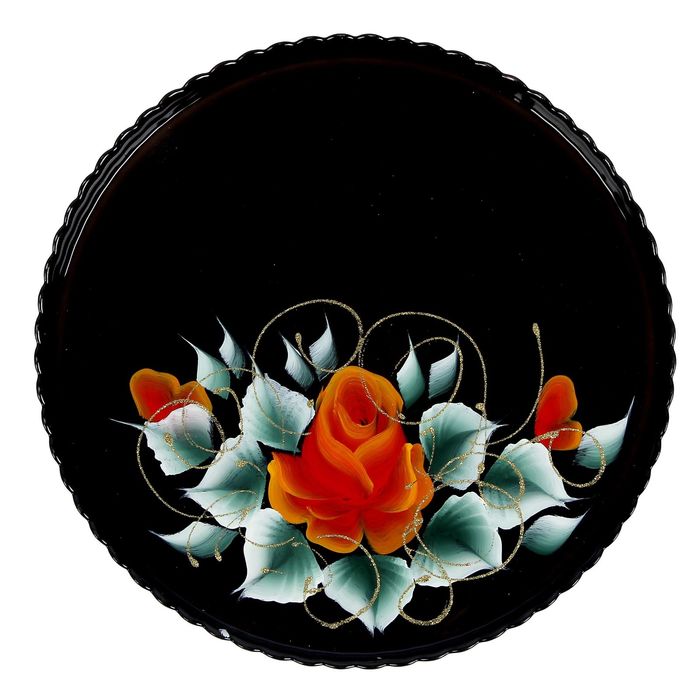 Блюдо 28 см "Патиссэри. Роза на черном"