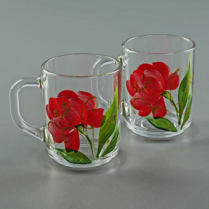 Набор кружек для чая 250 мл, 2 шт, рисунок МИКС
