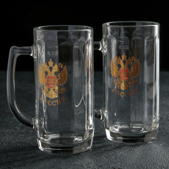 Набор кружек для пива 350 мл "Герб России", 2 шт