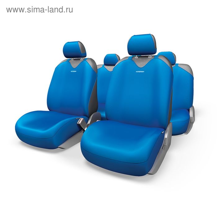 фото Чехол-майка autoprofi r-1 sport plus r-902p bl, закрытое сиденье, полиэстер, 9 предметов, цвет синий