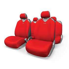 Чехол-майка AUTOPROFI R-1 SPORT PLUS R-902P RD, закрытое сиденье, полиэстер, 9 предметов, цвет красный Ош