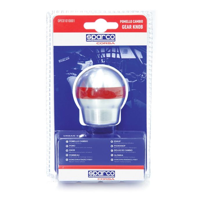 Рукоятка рычага КПП SPARCO, серия Urban, SPC/GN-URB AL/RD, алюминий + резина, цвет алюминиевый/красный