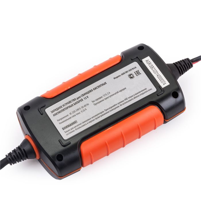 Цифровое зарядное устройство "Агрессор" AGR/SBC-020 Brick, 3 фазы зарядки, ток зарядки 2А, для 12V АКБ (WET, AGM, GEL)