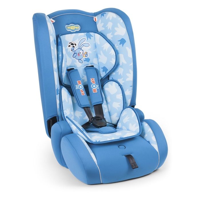 Детское кресло "Смешарики", группы1/2/3 (9-36 кг/9 мес-12 лет), полиэстер + хлопок, цвет синий/голубой, SM/DK-300 Krosh