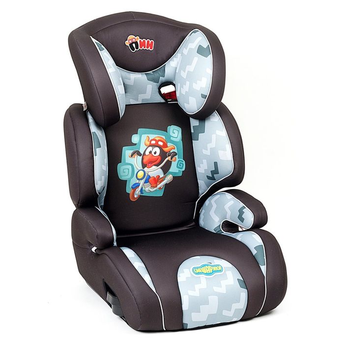 Детское кресло "Смешарики", группы 2/3 (15-36 кг/3-12 лет), полиэстер, поролон 3 см, цвет чёрный/тёмно-серый, SM/DK-400 Pin