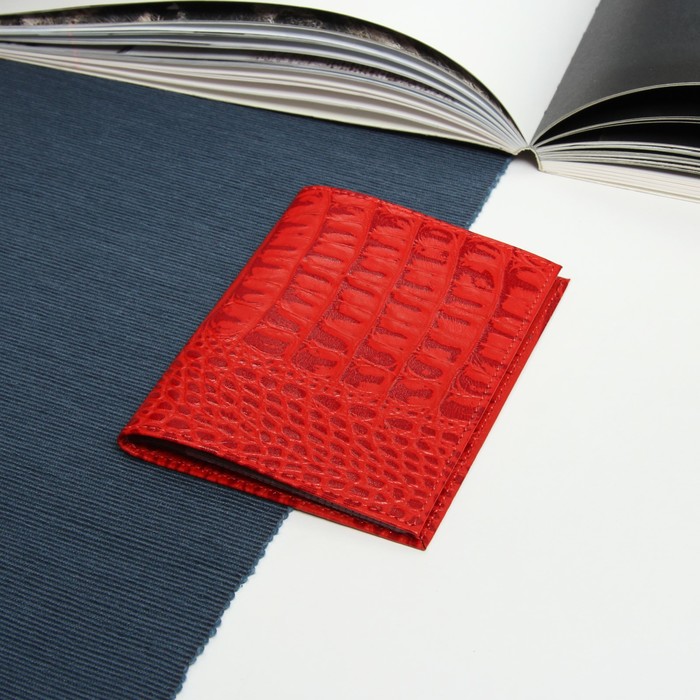 Обложка для автодокументов, кайман, цвет красный