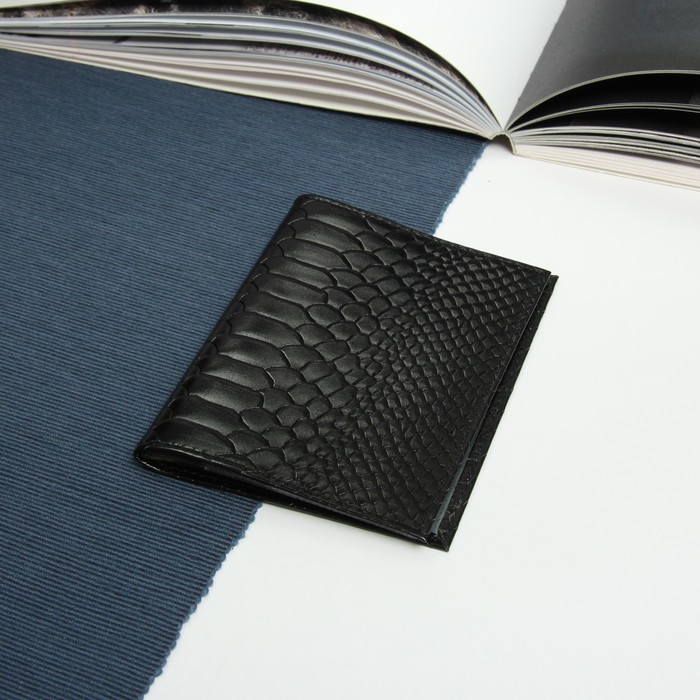 Обложка для автодокументов, наплак/питон, цвет чёрный