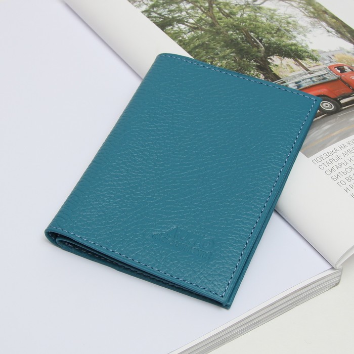 Обложка для автодокументов, отдел для паспорта, флотер, цвет бирюзовый