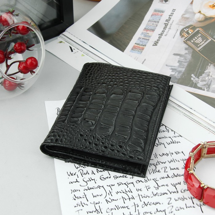 Обложка для автодокументов и паспорта, кайман, цвет чёрный