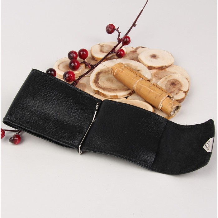 Зажим для купюр, отдел для монет, карт, флотер, цвет чёрный