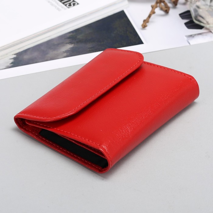 Портмоне женское, на кнопке,3 отдела, отдел для карт, отдел для монет, ладья, цвет красный
