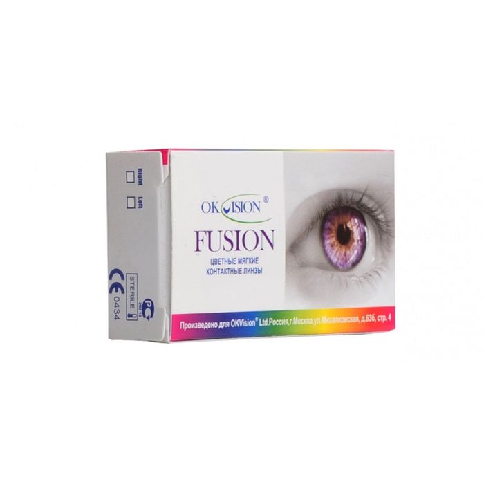 Цветные контактные линзы Fusion - Brilliant blue, -14.0/8,6, в наборе 2шт