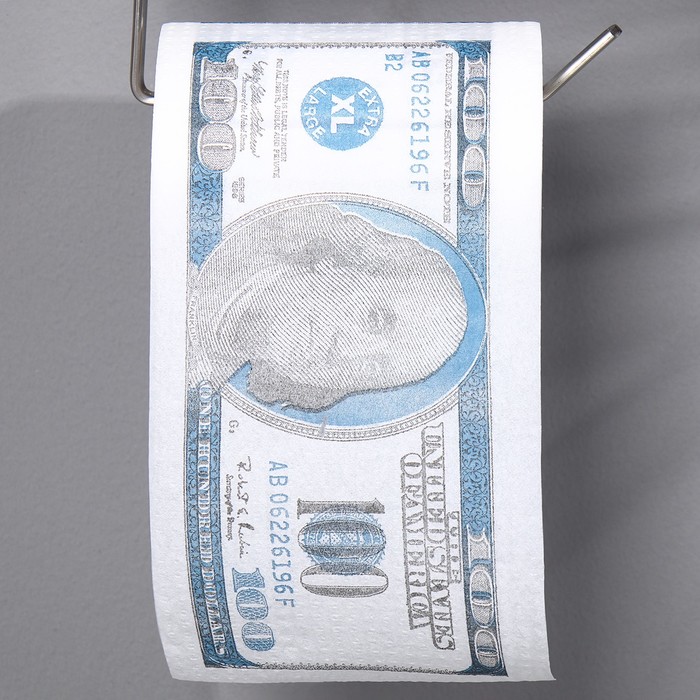 фото Сувенирная туалетная бумага "100 долларов", 9,5х10х9,5 см русма