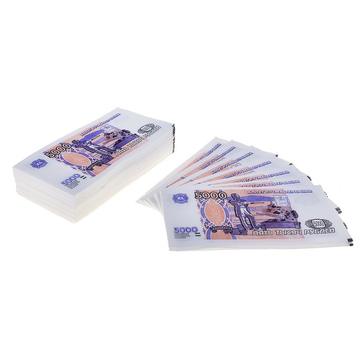 Сувенирные салфетки "Пачка денег 5000 рублей", двухслойные, 25 листов