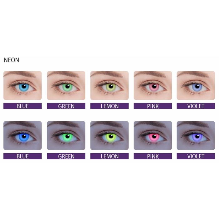 Цветные контактные линзы Adria Neon - Blue, -1.0/8,6, в наборе 2шт