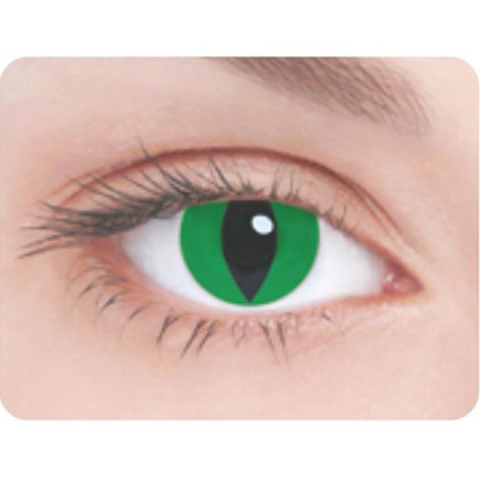 Карнавальные контактные линзы Adria Crazy - Зеленый кошачий глаз, в наборе 1шт