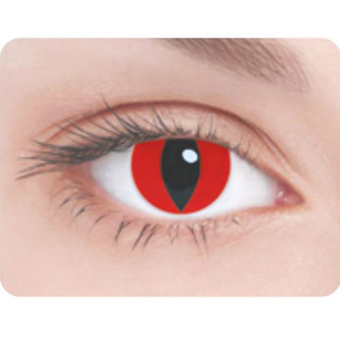 Карнавальные контактные линзы Adria Crazy - Красный кошачий глаз, в наборе 1шт