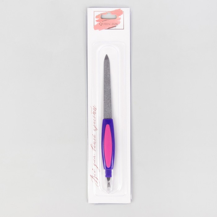 Пилка-триммер металлическая для ногтей, прорезиненная ручка, 17см, цвет МИКС