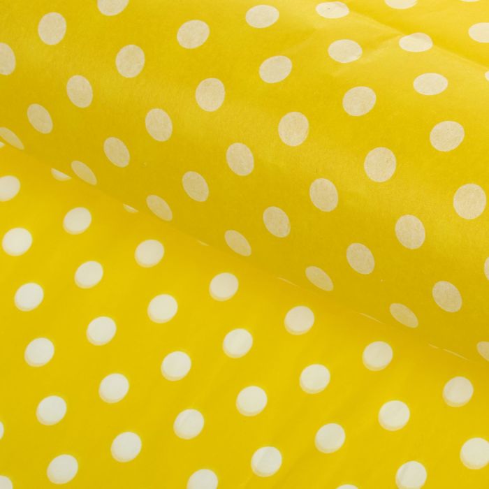 Бумага упаковочная тишью "Горох", желтый, 50 х 66 см
