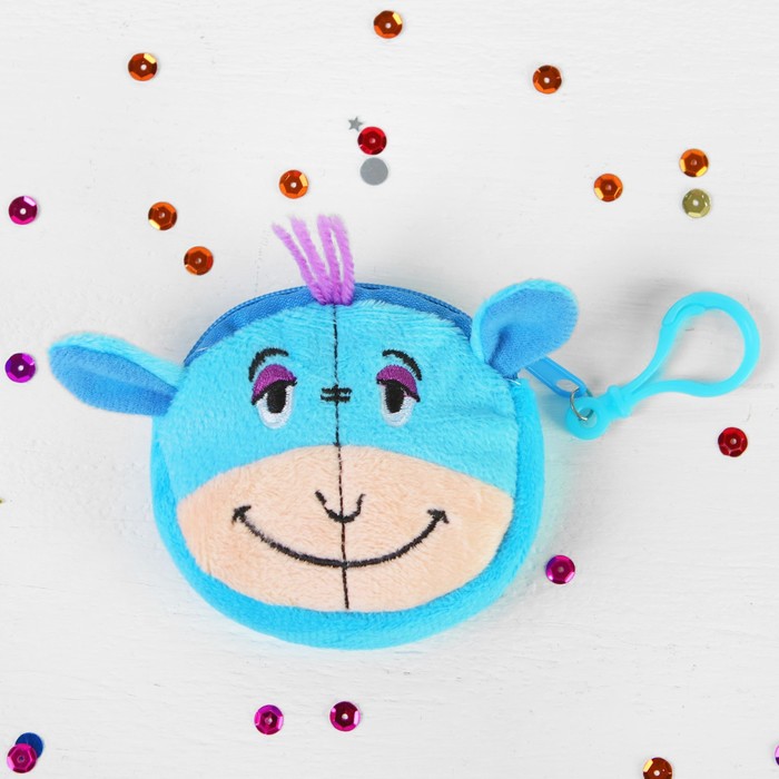 Мягкий кошелёк "Ослик" с чёлочкой, на карабине