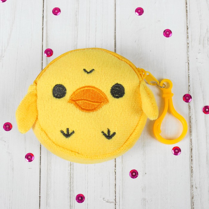 Мягкий кошелёк "Цыплёнок" с крылышками, на карабине