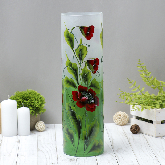Ваза "Мак" цветная роспись