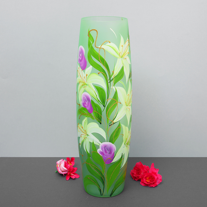 Ваза "Букет лилий" цветная роспись