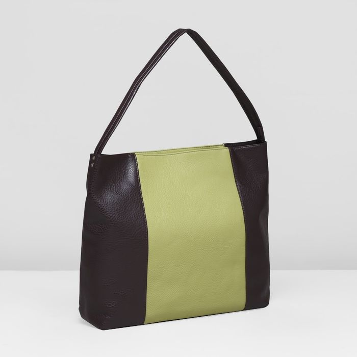 Сумка женская на молнии, 1 отдел, цвет оливковый/коричневый