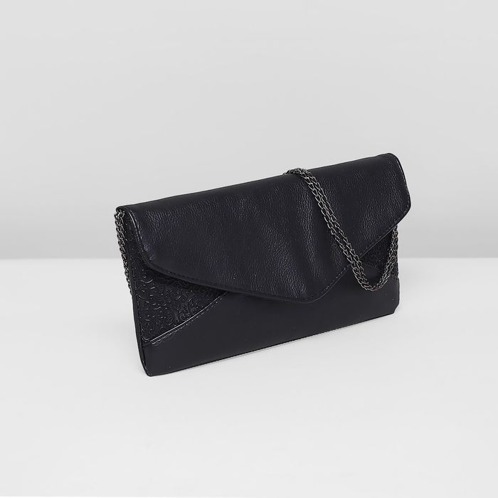 Сумка женская на молнии, 1 отдел, цепочка, цвет чёрный