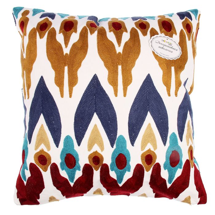 Наволочка декоративная с вышивкой "Collorista" Икат 43*43 см