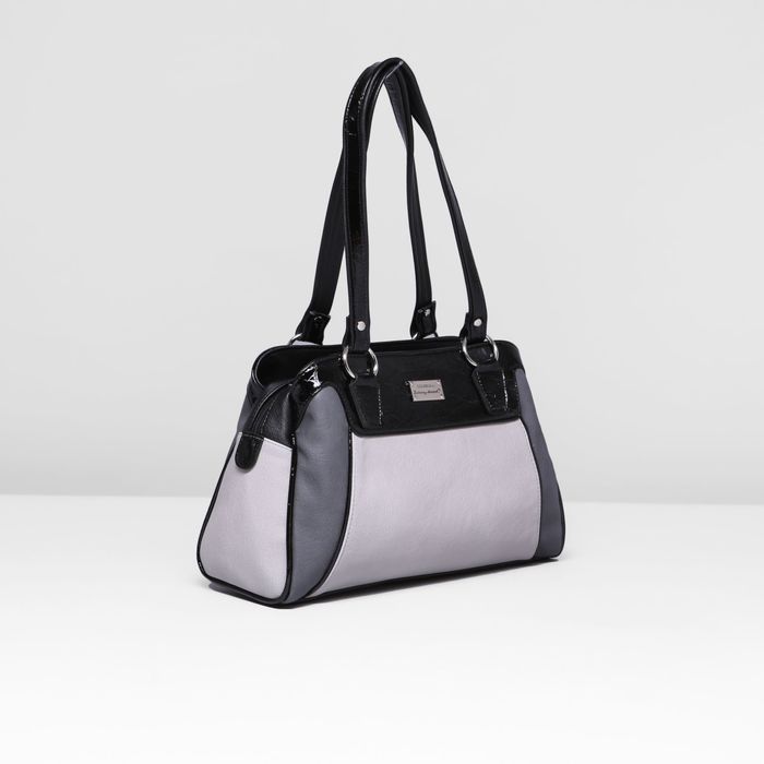 Сумка женская, 3 отдела на молнии, наружный карман, цвет серый