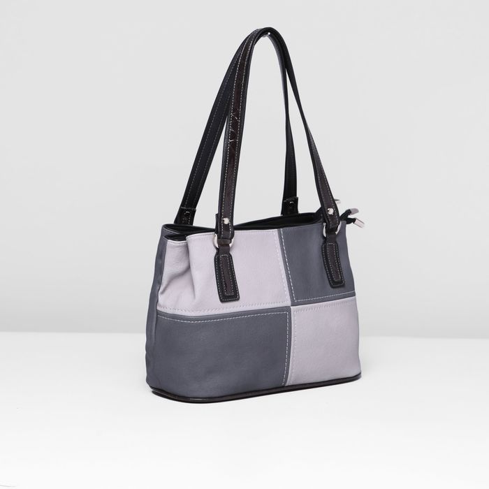 Сумка женская на молнии, 3 отдела, наружный карман, цвет серый