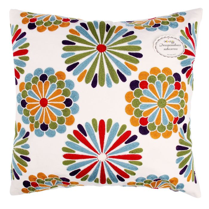 Наволочка декоративная с вышивкой "Collorista" Голубая астра 43*43 см