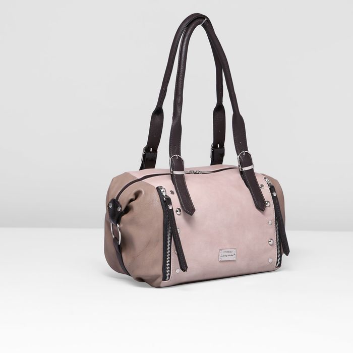 Сумка женская на молнии, 1 отдел, 3 наружных кармана, цвет бежевый