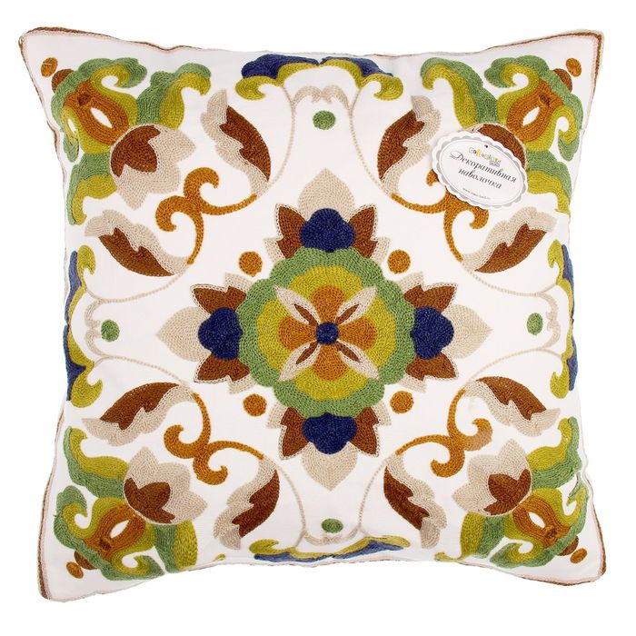 Наволочка декоративная с вышивкой "Collorista" Дельфиния, 43 х 43 см