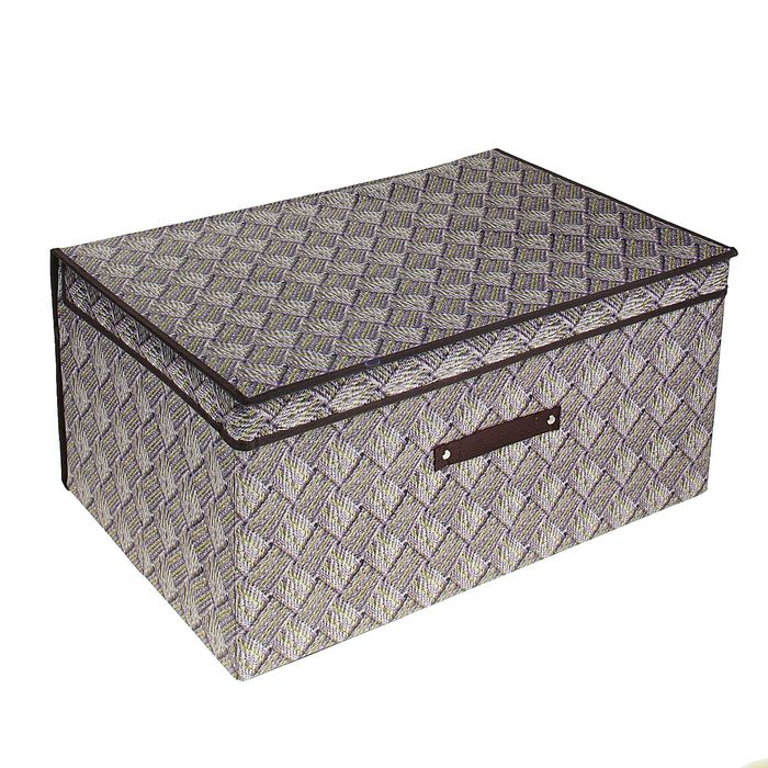 Короб для хранения с крышкой 50х40х30 см "Клетка", цвет серо-коричневый
