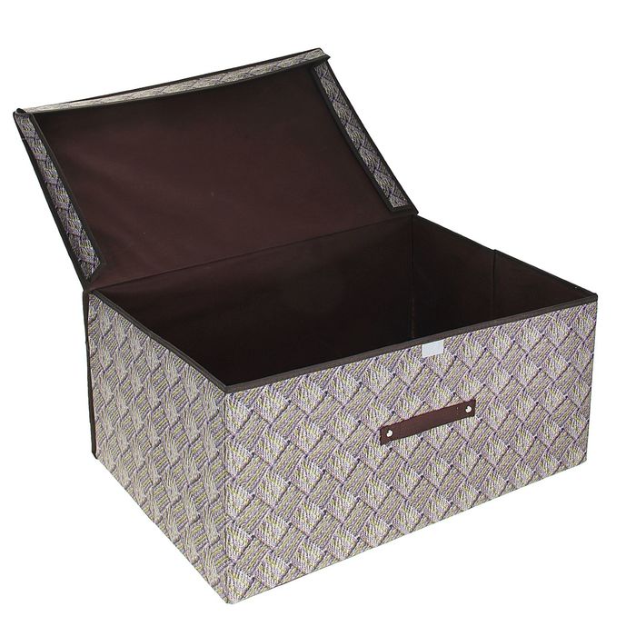 Короб для хранения с крышкой 50х40х30 см "Клетка", цвет серо-коричневый