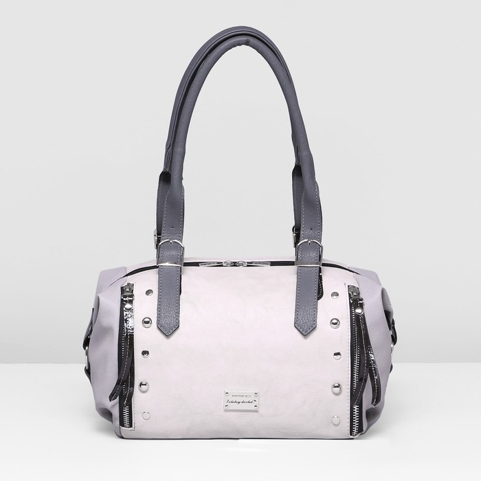 Сумка женская на молнии, 1 отдел, 3 наружных кармана, цвет серый