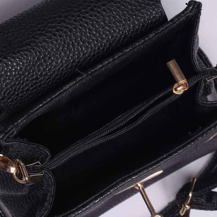 Сумка детская на клапане "Изящество", 1 отдел с перегородкой, длинный ремень, цвет чёрный